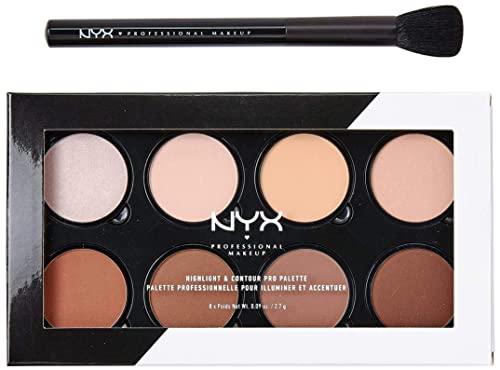 NYX Professional Makeup Highlight & Contour Pro Palette, Powder Contour Kit, Eight Blendable Matte and Pearly Shades