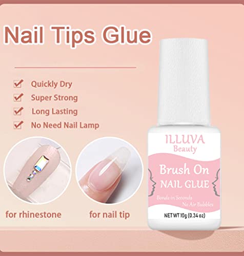 Extra Strong False Nail Glue for Acrylic Fake Nail Tips, Nail Adhesive Bond Glue for Stick Press on Nails (10 ML * 2, Clear)