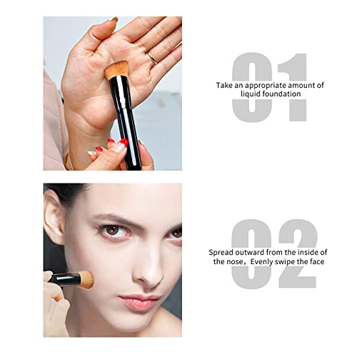 MSQ Make Up Brush Foundation Kabuki Flat Top Perfect for Blending Liquid Make Up Flawless Powder Cosmetics Premium Foundation Brush, Buffing, Ble