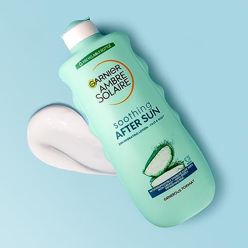 Garnier Ambre Solaire After Sun Lotion, for Face & Body, with Naturally Derived Aloe Vera, Intensely Rehydrates Skin, Instant Cooling Effect, App