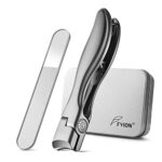 FVION Nail Clipper for Thick Fingernail and Toenail, Wide Jaw Nail Clippers with Crystal File, Large Toe Nail Clipper with Catcher for Men Women,