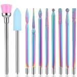 Sibba Nail Drill Bits Set For Acrylic Nails 10 PCS Professional Cuticle Tips Gel File Ball Kit Toenail Grinder Thick Holder Handle 5 In 1 Portabl