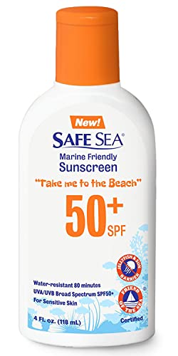 Safe Sea SPF50+ Sting Blocking Sunscreen | 120ml Bottle | For Sensitive Skin | Anti Jellyfish Sting Protective Lotion | Coral Reef Safe