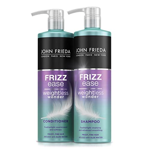John Frieda Frizz Ease Weightless Wonder Shampoo and Conditioner Duo Pack 2 x 500ml, Lightweight Shampoo and Conditioner for Frizzy Hair, Anti-Fr