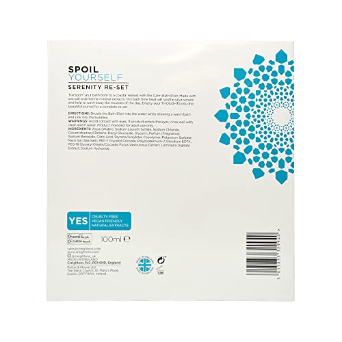 Spoil Yourself Serenity Re-Set Gift (Bath Elixer & Journal) - Infused with Extracts of Sea Salt & Marine Minerals. Cruelty Free. Vegan Friendly.