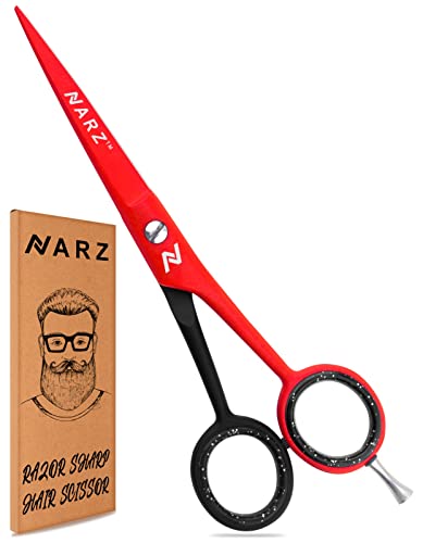 NARZ Professional Hairdressing Scissors for Barbers & Hairdressers 6" Stainless Steel Hair Cutting Scissors for Men & Women (Black)