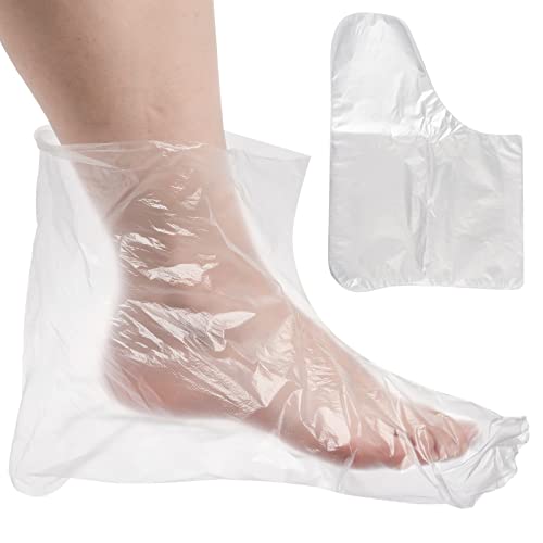 PROUSKY 100 Pieces Plastic Disposable Booties, Paraffin Wax Bath Liners for Pedicure Hot Spa Wax Treatment