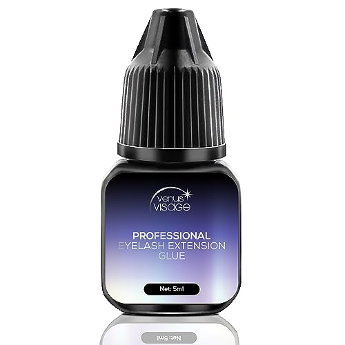 Eyelash Glue for Professional Lash Extensions - Extra Strong Lash Glue 5ml - 1-2 Sec Dry Time & 6-7 Weeks Bonding - Extra Black Lash Adhesive - L