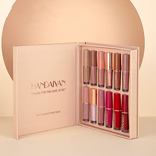 Matte Lipstick Makeup Set, Beauty Lips, Intense pigments,Waterproof Long Lasting Lip Makeup Gift Kit (12 Colors) - gifts for women