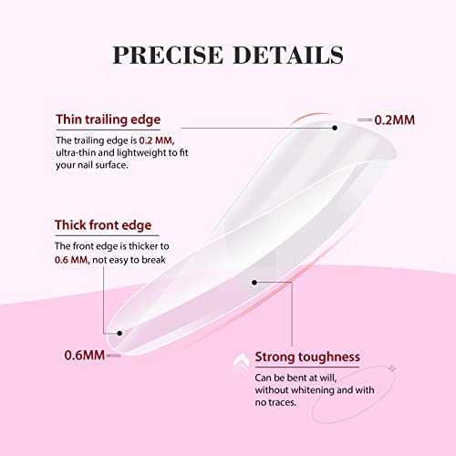 Saviland Soft Gel Full Cover Nail Tips - 240PCS Medium Almond nail tips Shape Gel x Nails Kits Fake False Nails Nails Tips No Need to File with N