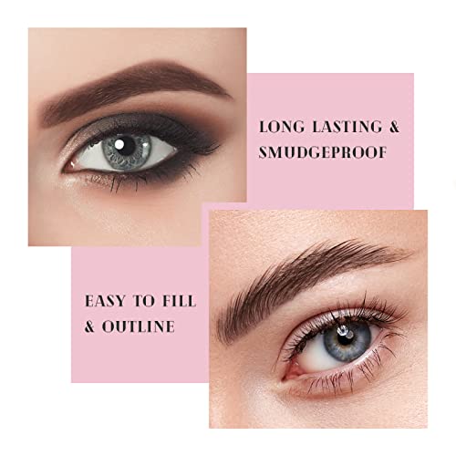 Music Flower Double Ended Eyebrow Pencil, Waterproof Brow Pen, Smudgeproof Long lasting Eye Makeup, Pack of 1, Dark Brown