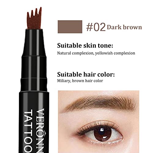 Anjoize Eyebrow Pen, Anjoize 4-Tip Microblade Brow Pen, Waterproof and Smudge-Proof Eyebrow Pen Makeup for Daily Use