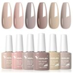 VENALISA Nude Gel Nail Polish Set 6 colors Jelly Pink Grey Brown nude French Manicure Skin Tones All Season Soak off Nail Lamp 7.5ml for Starter