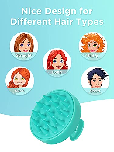 HEETA Scalp Massager, Silicone Scalp Brush Ergonomic Scalp Scrubber Easy to Use Shampoo Brush for Hair Growth, Green