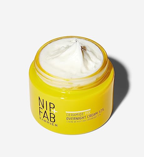 Nip+Fab Ceramide Fix Overnight Cream 12% 50 ml, Luxurious Skin Barrier Replenisher, Elastin Production Support, Giving Your Skin a Firmer, More Y