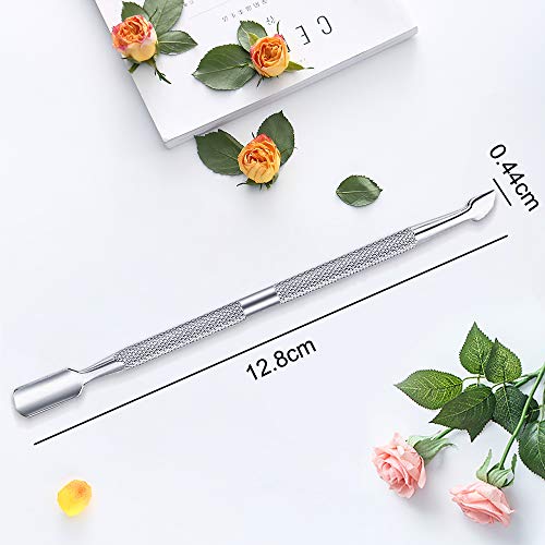 Dual Head Nail Cuticle Pusher, XCOZU Professional Stainless Steel Cuticle Pusher Metal Nail Cleaner Tool, Nail Scraper for Gel Nails Polish Remov
