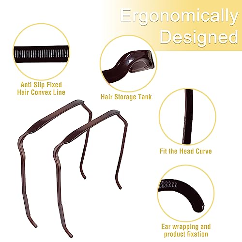 Audasi 2 PCS Curly Fashion Hair Hoop Hairbands, Square Shaped Hinged Curly Thick Hair Large Hair Headband, Invisible Hairstyle Blending Hair Hoop