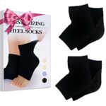 Migliore Wear 2 Pairs Moisturising Socks, Cotton Gel Heel Socks for Cracked Heel, Toe Open Foot Socks with Natural Jojoba & Olive & Vitamin for D