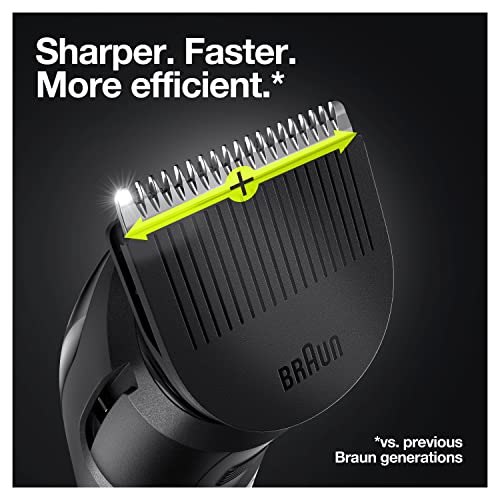 Braun All-in-one Trimmer 3 MGK3245, 7-in-1 Beard Trimmer For Men, Hair Clipper, For Face, Hair, 5 Attachments, Black/Blue, (UK 2pin plug)