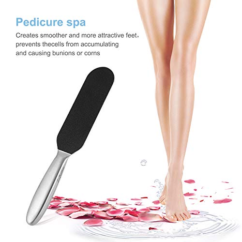 Pedicure Foot File and Callus Remover for Hard Skin Professional, Stainless Steel Foot Rasp File with Ten Free Refill Grits Double-Sided Replacem