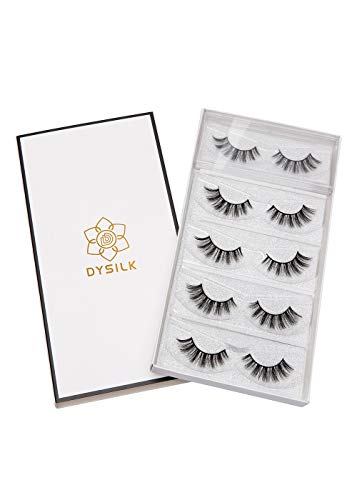 DYSILK 5 Pairs 6D Lashes Faux Mink Eyelashes Cat Eye Fluffy Natural Look False Eyelashes Long Lashes Pack Mink Lashes Soft Reusable Eye Lashes |C