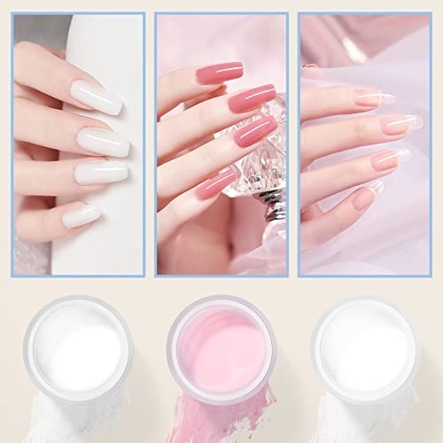 LIONVISON Acrylic Nail Kit - White Pink Nude - Acrylic Powder French Nail Art Set, No UV/LED Needed for Acrylic Extension Manicure Kit, Easy to D