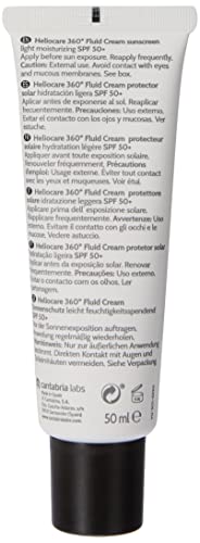 Heliocare 360 Fluid Cream SPF50+ 50ml / Sun Cream For Face/Daily UVA, UVB Visible light and infrared-A Anti-Ageing Sunscreen Protection/Dry and N