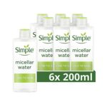 Simple Kind to Skin Cleansing Water Micellar pack of 6 leaves skin hydrated and free of residue facial cleanser and make-up remover 200 ml