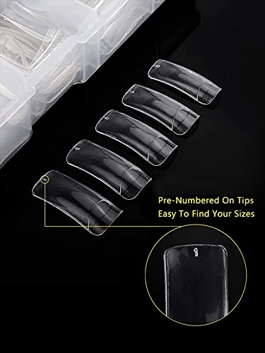 Deciniee Acrylic Nail Kit, 1000Pcs Clear and Natural False Nails 10 Sizes Fake Nails Extension Artificial Press on Nails French Manicure Kit Nail