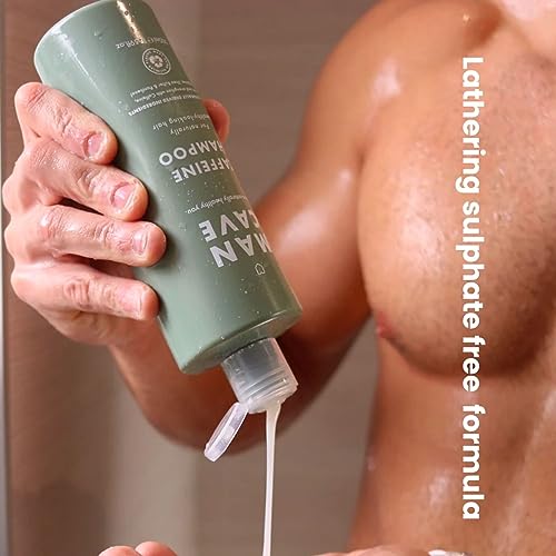 ManCave Caffeine Shampoo 500ml for Men, Support and Encourage Healthy Hair Growth with Caffeine, Panthenol and Vitamin E, Natural Formulation, Su