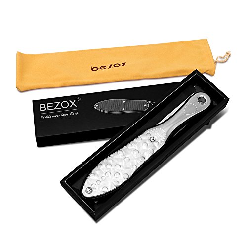 BEZOX Professional Foot File, Double Side Pedicure File, Dead Hard Cracked Skin Calluses Remover, Portable Foot Care Tool, Heavy Duty Stainless S