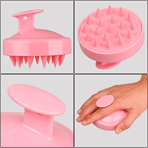 MFUOE Root Comb Applicator Bottle with Scalp Massager Shampoo Brush Hair Coloring Dye and Scalp Treatment Tools(Pink)