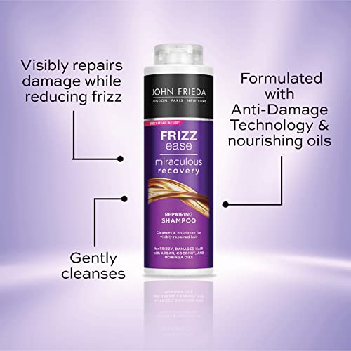 John Frieda Frizz Ease Miraculous Recovery Shampoo and Conditioner Duo Pack 2 x 500ml, Repairing and Smoothing Shampoo and Conditioner Bundle for