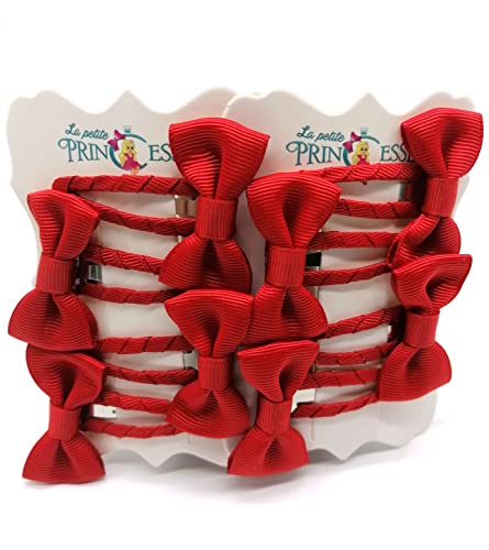 Set 8 Pcs HAIR BOWS HAIR CLIPS GIRLS CLIPS SCHOOL RIBBON SLIDES Hair ACCESSORY (Navy Blue)