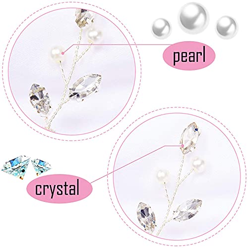 Bride Hair Accessories Wedding Hair Vines, Crystal Headpieces Flower Headband Bridal Hair Pieces, Pearl Hair Accessories for Women and Girls Hair