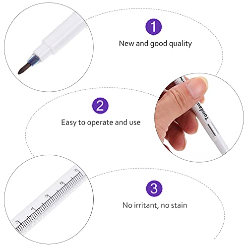 Lurrose 10Pcs Tattoo Marker Pens Tattoo Stencil Pen Waterproof Surgical Skin Marker with Paper Ruler for Skin Eyebrow Lips
