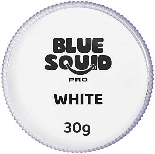 Blue Squid PRO Face Paint - Classic White (30gm), Professional Water Based Single Cake Face & Body Paint Makeup Supplies for Adults Kids Hallowee
