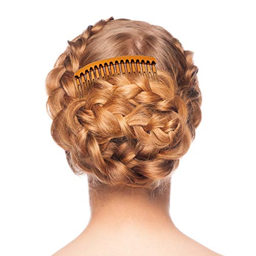 DaricowathX 8 Pieces Hair Combs, 8.5 cm Hair Side Comb Set Slides Tortoise Plain Hair Combs Clear Plain Hair Combs Side Combs Hair Combs(Coffee)