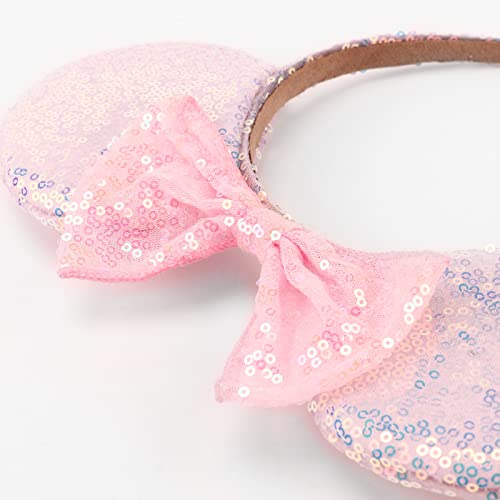 DRESHOW 2 Pack Mouse Ears Bow Headbands Glitter Party Decoration Cosplay Costume for Girls & Women