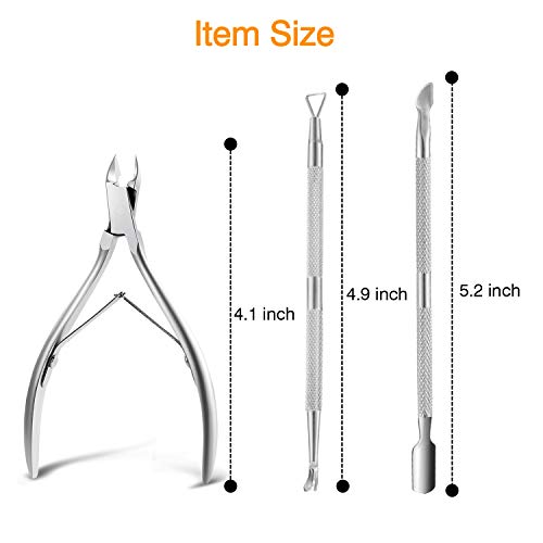 Cuticle Nippers and Cuticle Pusher Manicure Tools Set - Professional Nail Cuticle Remover Cutter Clippers Tool for Gel Nail Art Fingernails Toena