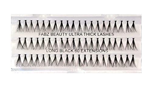 Ultra Thick Knotted Individual Cluster Eyelashes False Lashes Fabz Beauty (Pack of 3 - Long 12mm)