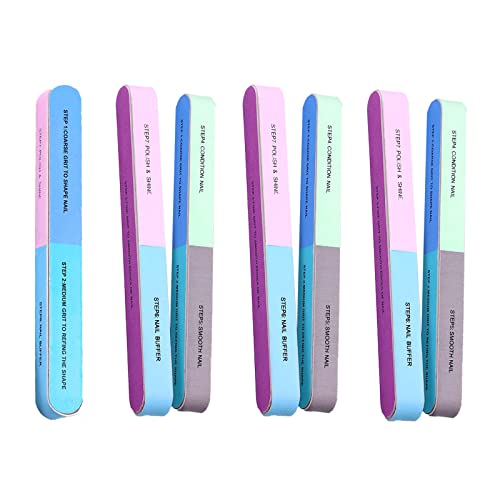 7 Pcs Nail Buffer, Nail Buffer Blocks, Nail File and Buffer Set, Nail File Set, 7 Way Nail File and Buffer Block Professional Nail Buffering File