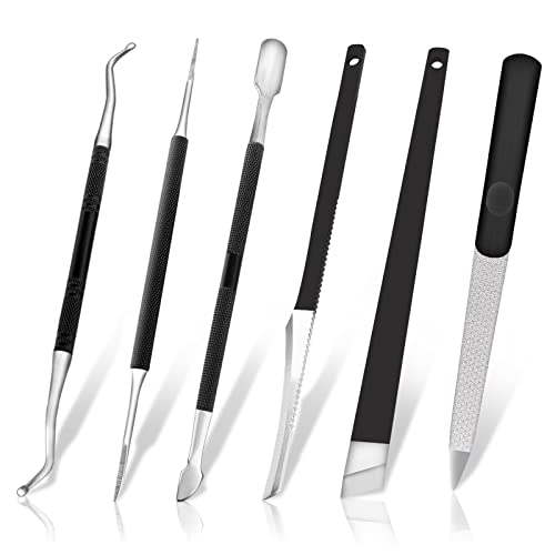 Ingrown Toenail Tool Pedicure Tool Kit 6pcs, Ingrown Toe Nail File and Nail Lifter Cuticle Pusher Pedicure Set, Sharp Blade Pedicure Knives Kit P