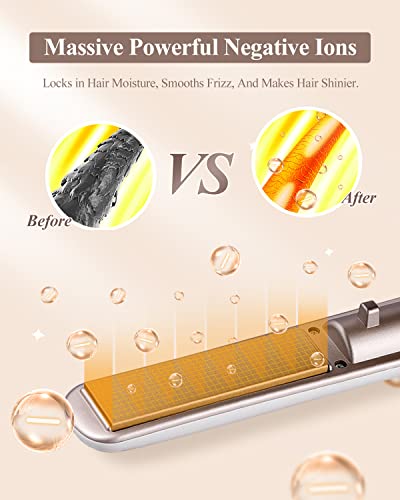 CkeyiN Cordless Straighteners, USB Wireless 2 in 1 Cordless Hair Straightener and Curler, Rechargeable with Long Battery Life, PTC Heating Plates