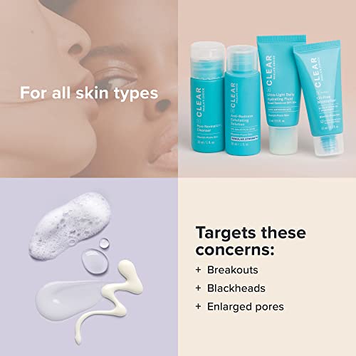 Paula's Choice CLEAR Skin Essentials Trial Kit - 3-Step Skincare Routine - Cleanse, Exfoliate & Hydrate - Fights Blackheads, Breakouts & Enlarged