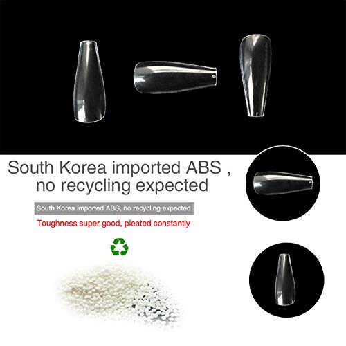 Ballerina Fake Nails 500pcs Clear Acrylic Nails Full Coverage Coffin Artificial Nail Tips Nail Extensions Long Nails 10 Sizes VIVID STELLA