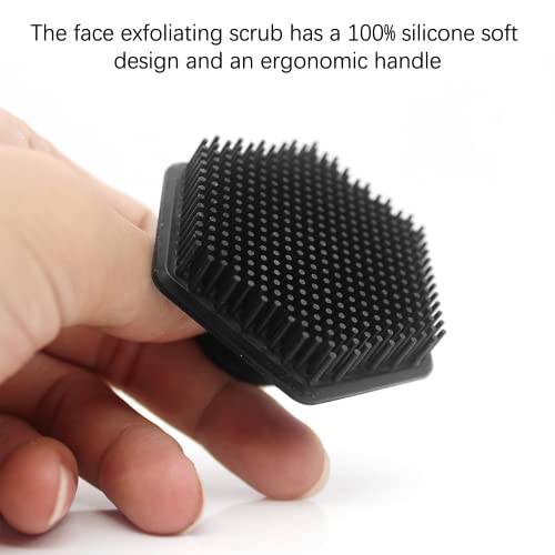 Body Scrubber Silicone Face Scrubber 1Pcs Black Shower Scrubber Facial Cleansing Brush Mini Manual Silicone Face Exfoliator Pad Face Massager Bru