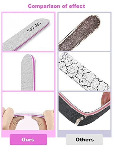 Professional Nail Files Set- Pitasha 10 PCS Emery Files Double Sided Emery Boards100/180 Grit Manicure Tools for Nail Grooming and Styling