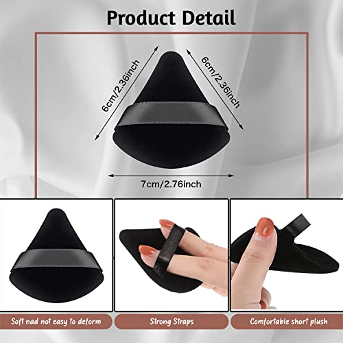 QLines® Powder Puff 2 Pcs - Triangle Powder Puffs - Soft & Resuable Foundation Makeup Sponge with Silky Ribbon - Perfect for Pressed and Loose Po