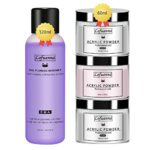 Lofuanna Acrylic Nail Kit Professional Acrylic Powder and Liquid Set with 120ml Acrylic Liquid Monomer,3 Colors(Clear,White,Pink)60g Acrylic Powd